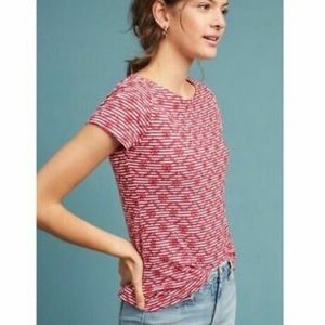 Anthropologie Postmark Red White Stripes T Shirt